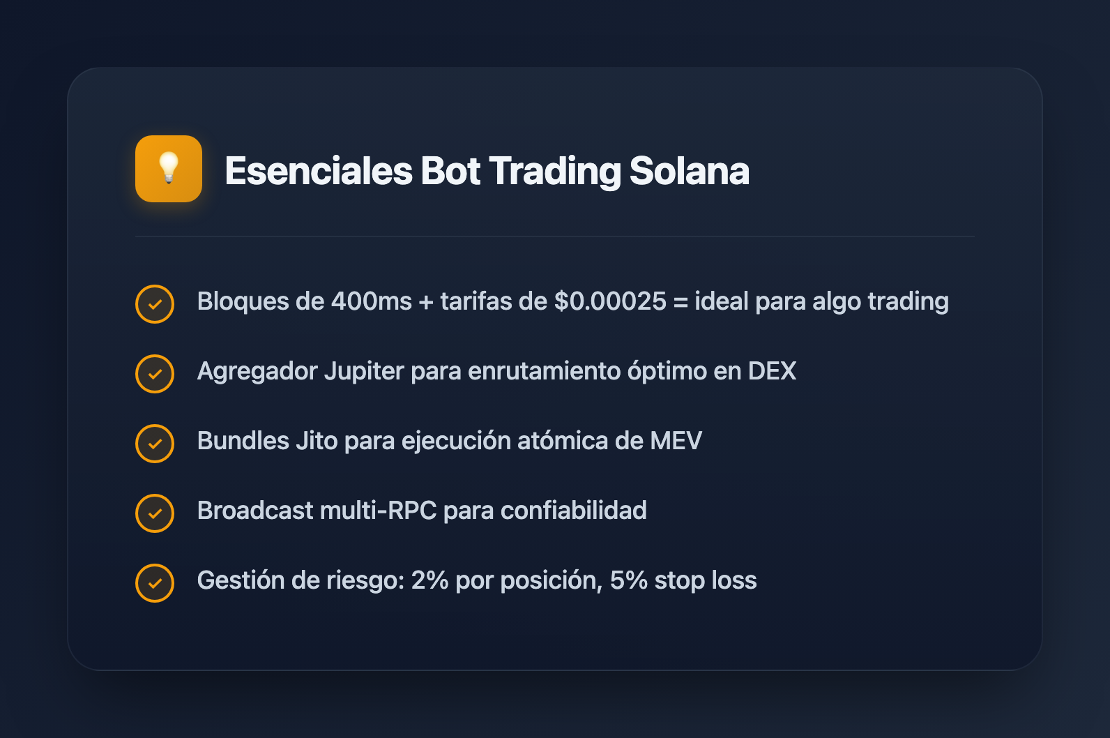 Fundamentos de Bots de Trading en Solana - Puntos Clave