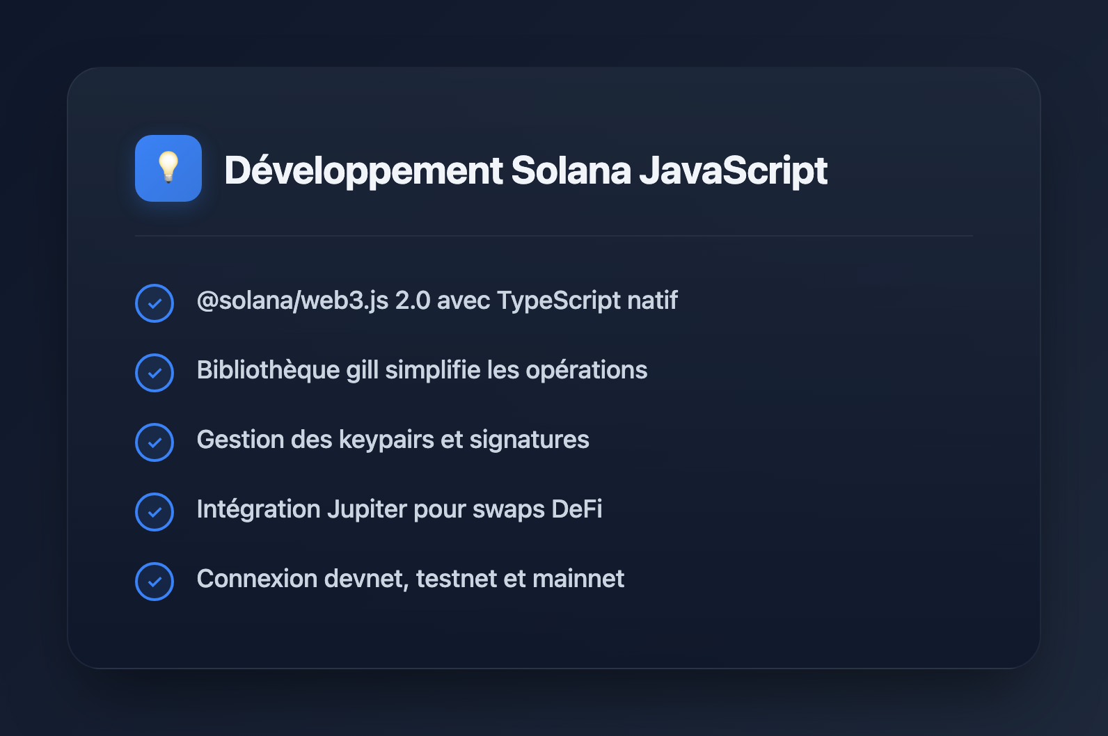 Développement JavaScript Solana - Points Clés