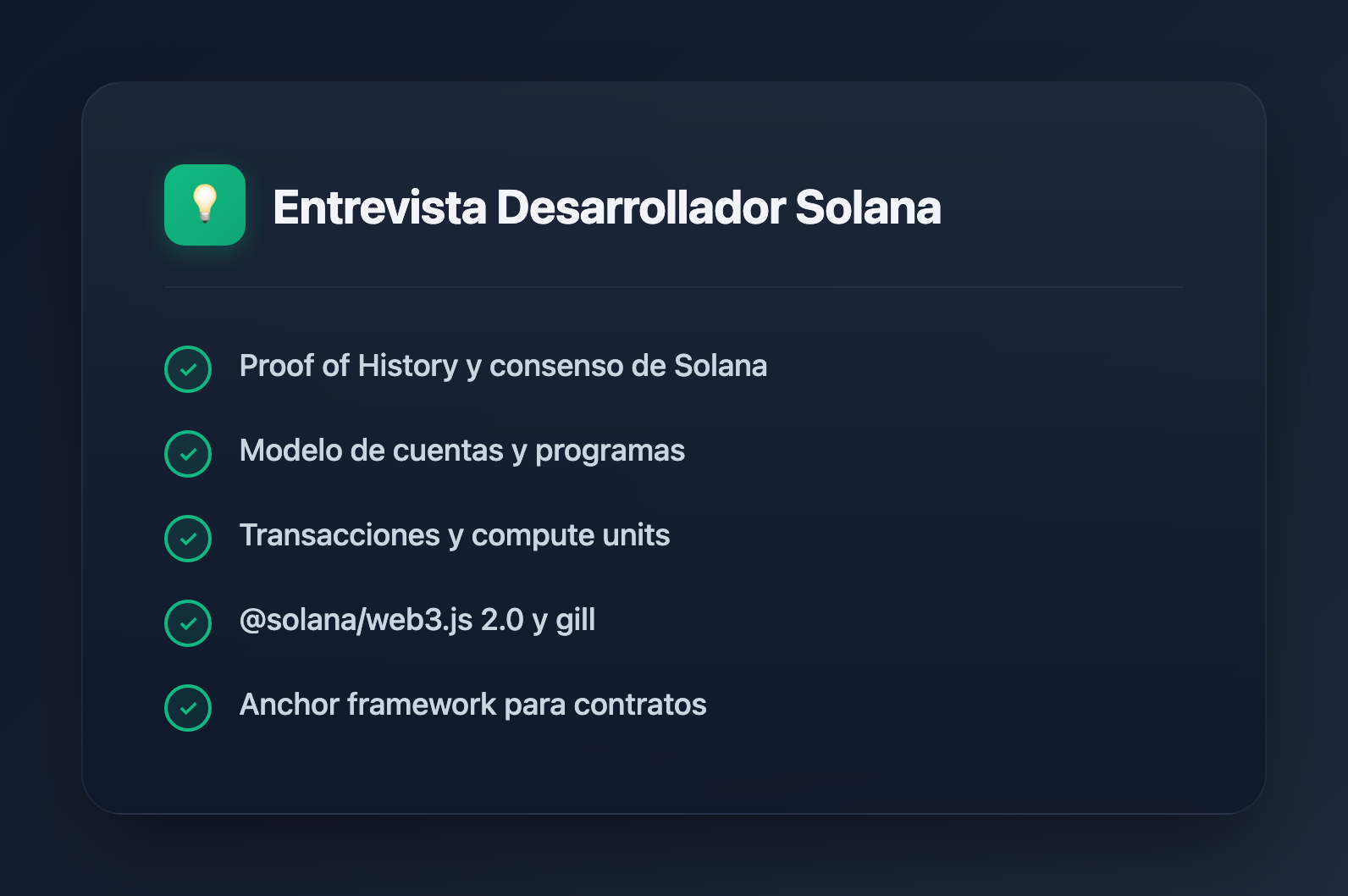 Las 25 Mejores Preguntas de Entrevista para Desarrollador Solana (2026) - Key Takeaways