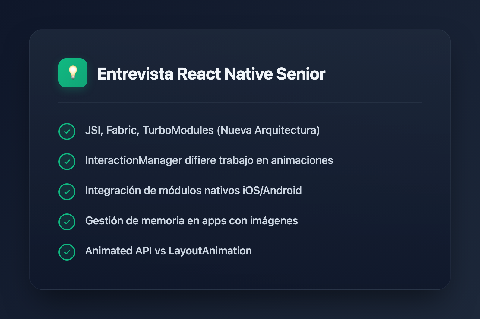 Las 7 Preguntas Principales de Entrevista para Desarrolladores Senior de React Native que Debes Conocer en 2026 - Key Takeaways