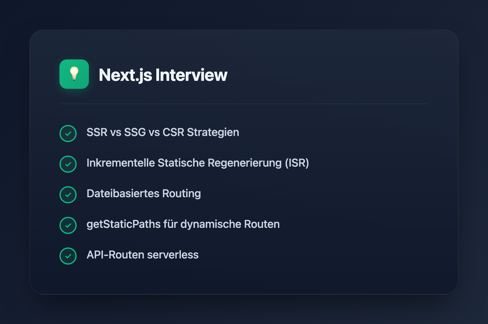 Die 10 wichtigsten Next.js Interviewfragen, die Sie 2026 kennen mussen - Key Takeaways