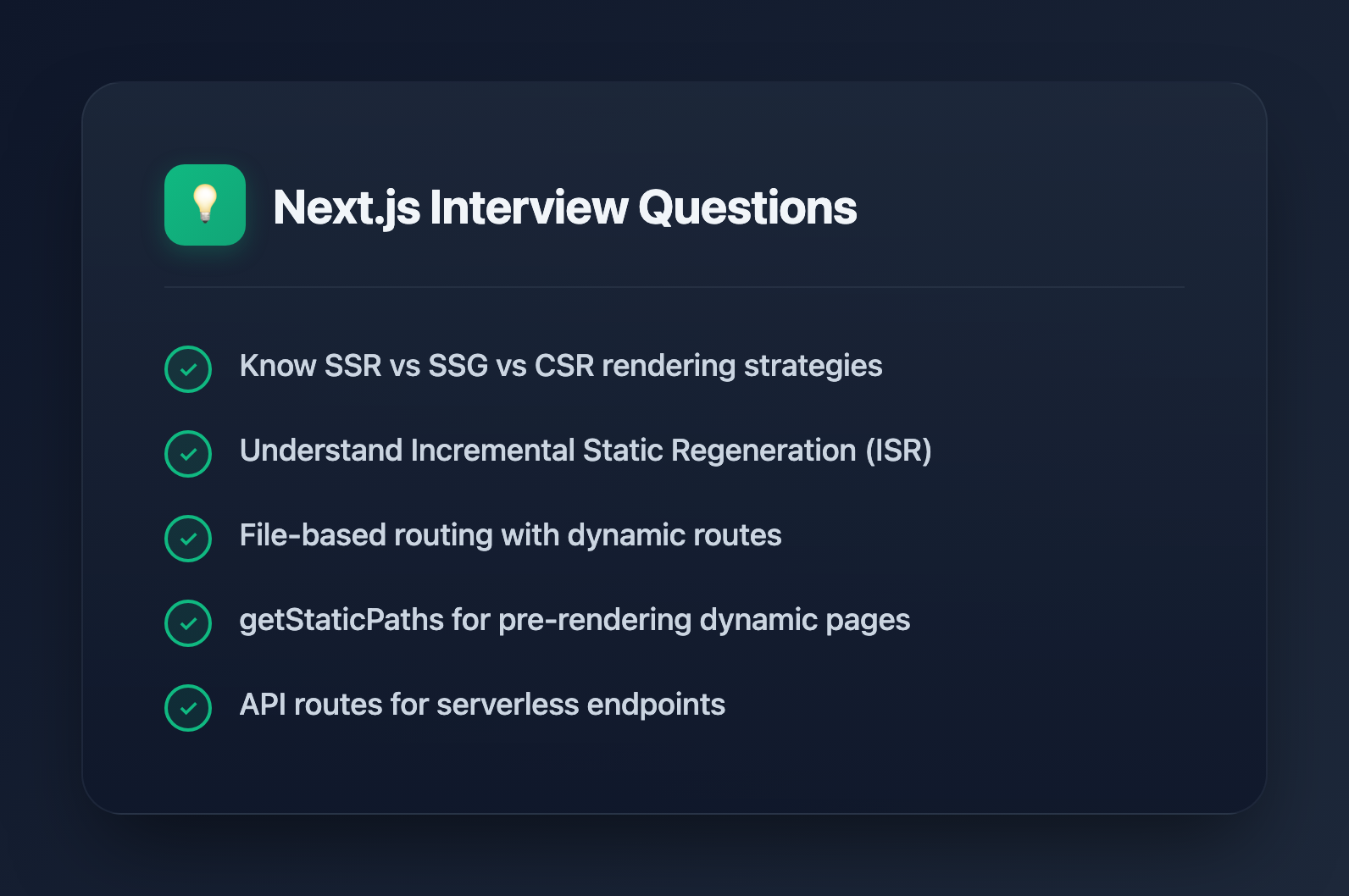 Top 10 Next.js Interview Questions You Must Know in 2026 - Key Takeaways