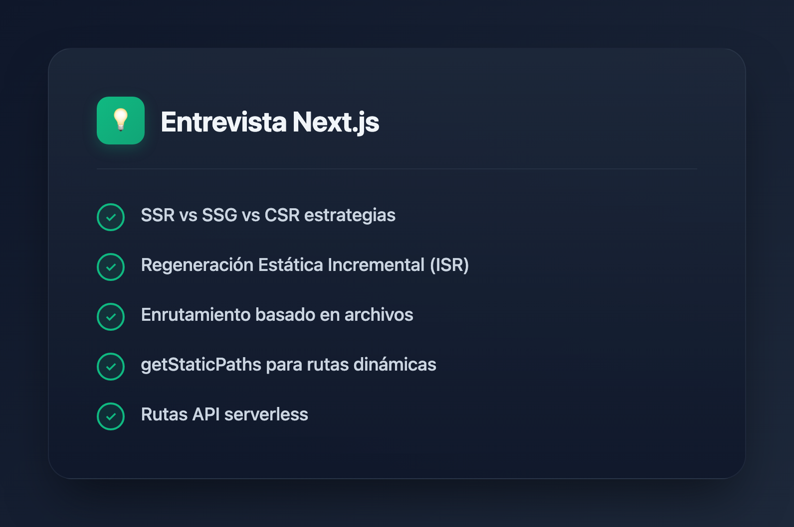 Las 10 Preguntas de Entrevista sobre Next.js que Debes Conocer en 2026 - Key Takeaways